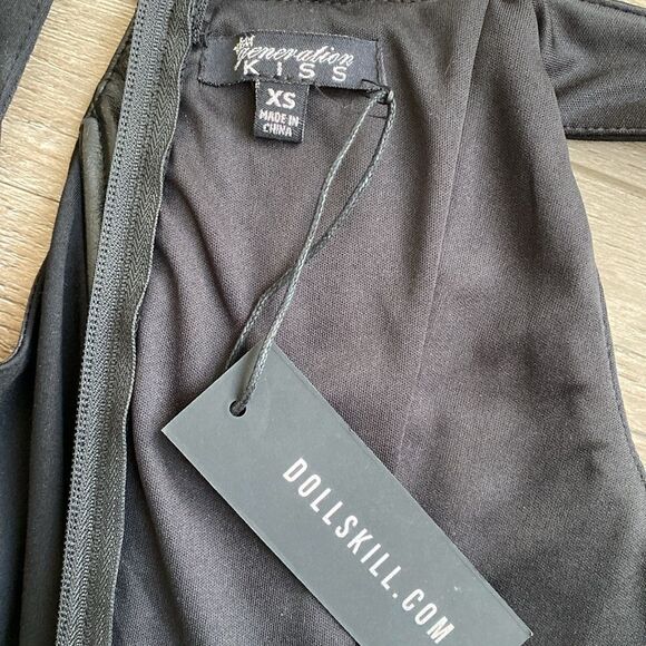 Dolls Kill Brand Generation Kiss Black Vegan Faux Leather Corset Bustier Top - Picture 5 of 7